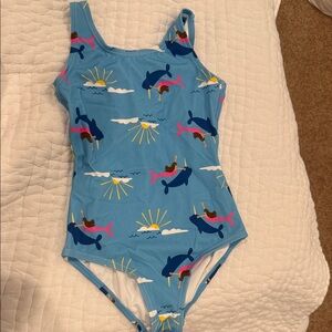 Hanna Andersson Light Blue Dolphin & Sun One-Piece Swimsuit